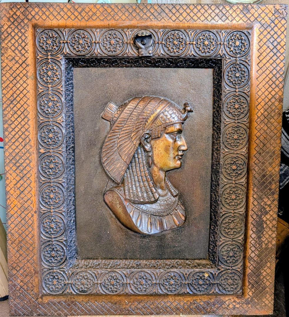 20" x 22" Cast iron fireplace cover Pharaoh