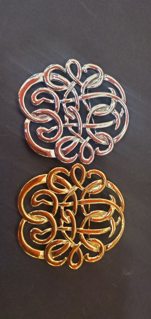 Interlacing Scroll Monogram Brooch