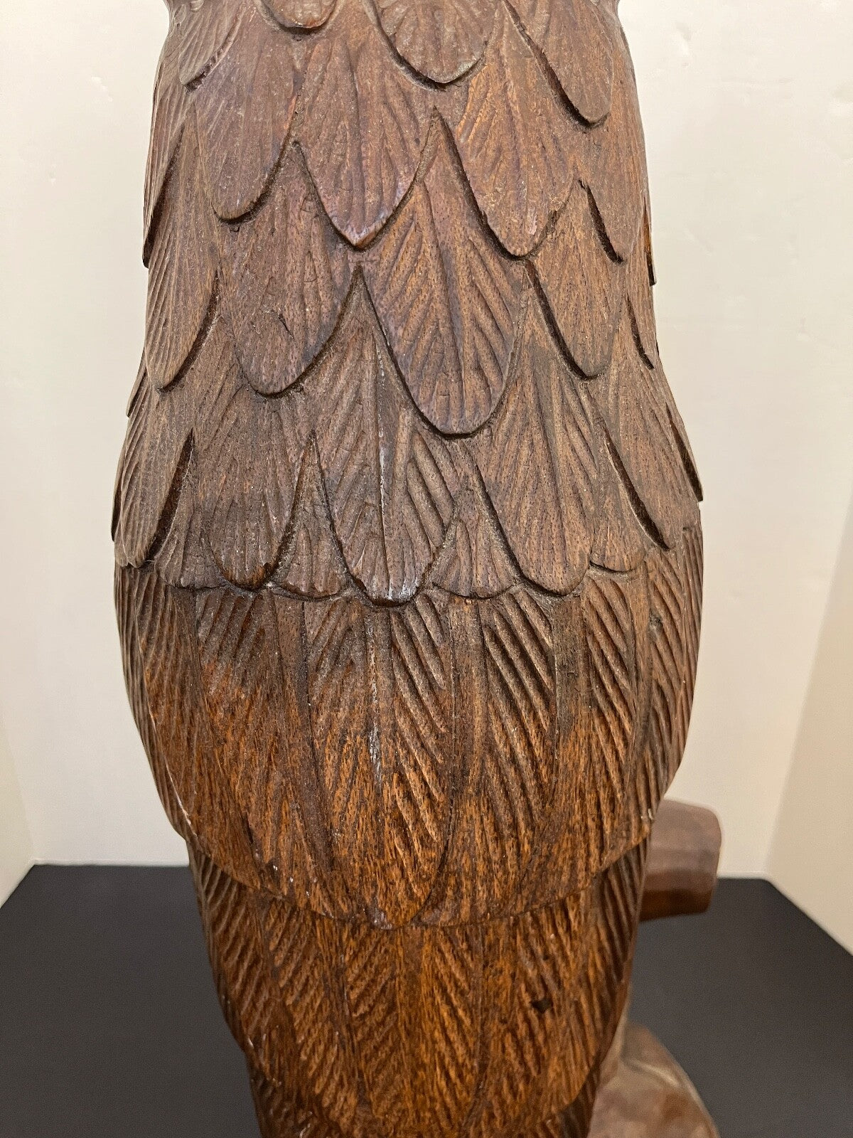 Vintage Hand Carved 25" Wood Owl Figurine