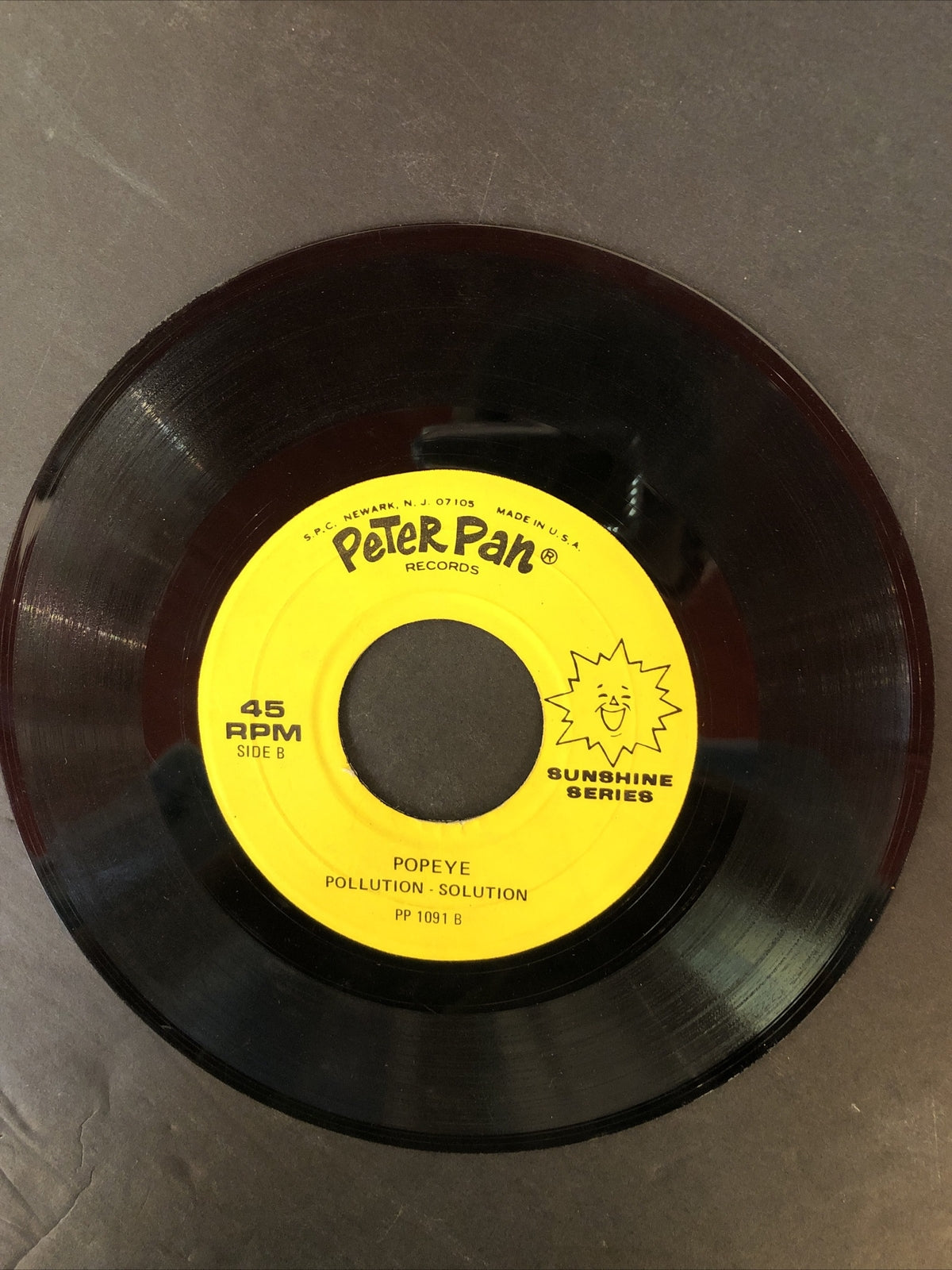 Popeye the Sailor Man 45 RPM Record PETER PAN Records PP 1091