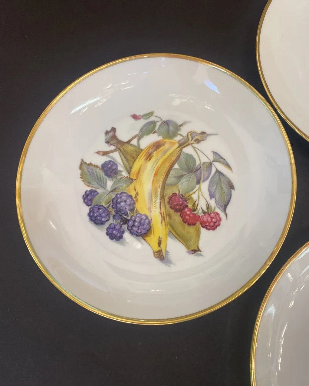 7 Baronet China Eschenbach Germany 8" Plates Various Fruits FRUIT Gold Trim