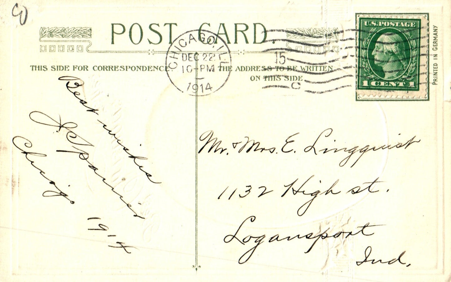 John Winsch Best Christmas Wishes Deer in Snowy Forest Vintage Postcard