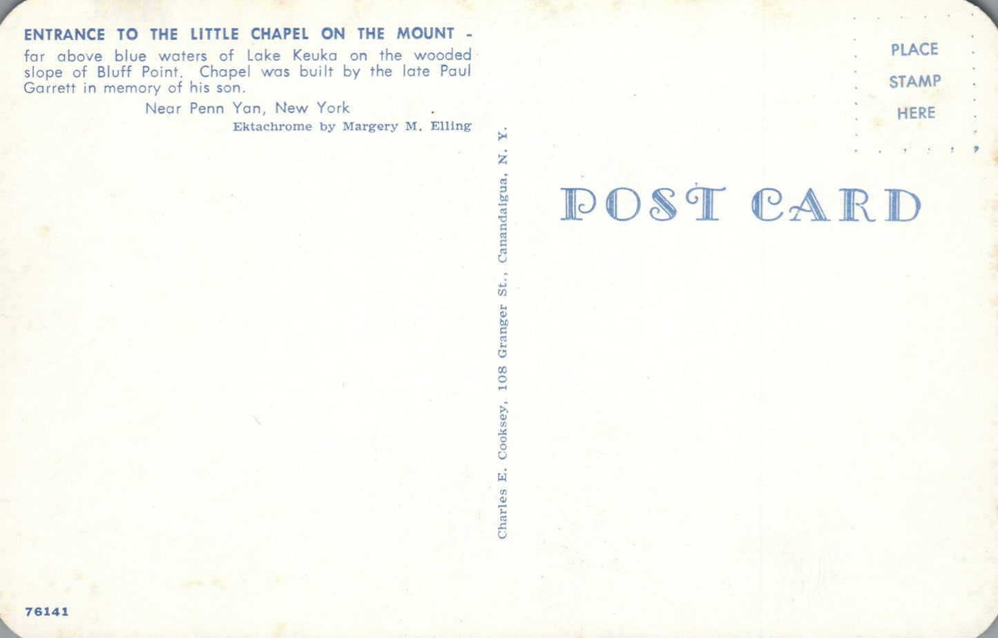 Entrance To Little Chapel On The Mount Penn Yan New York NY Postcard