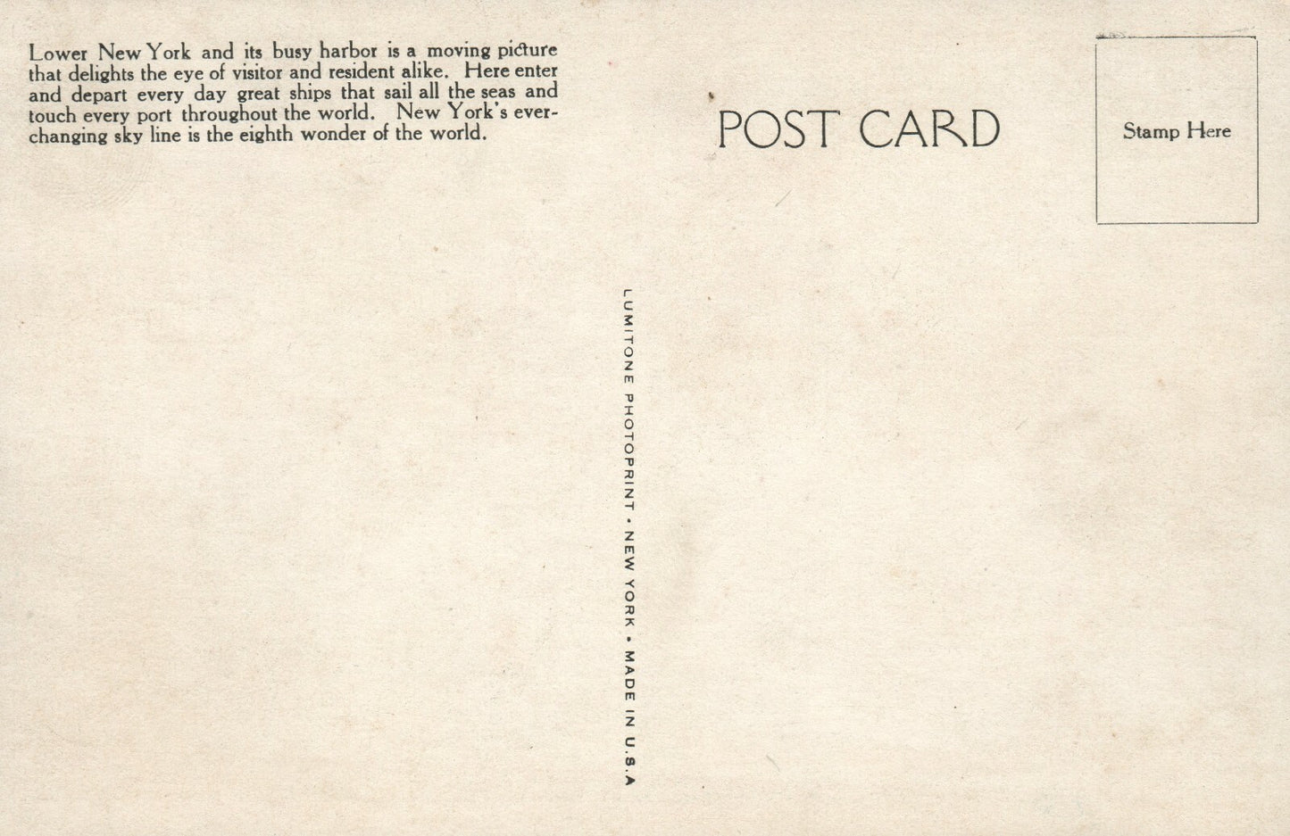 Aerial View Lower New York Busy Harbor NYC NY Postcard