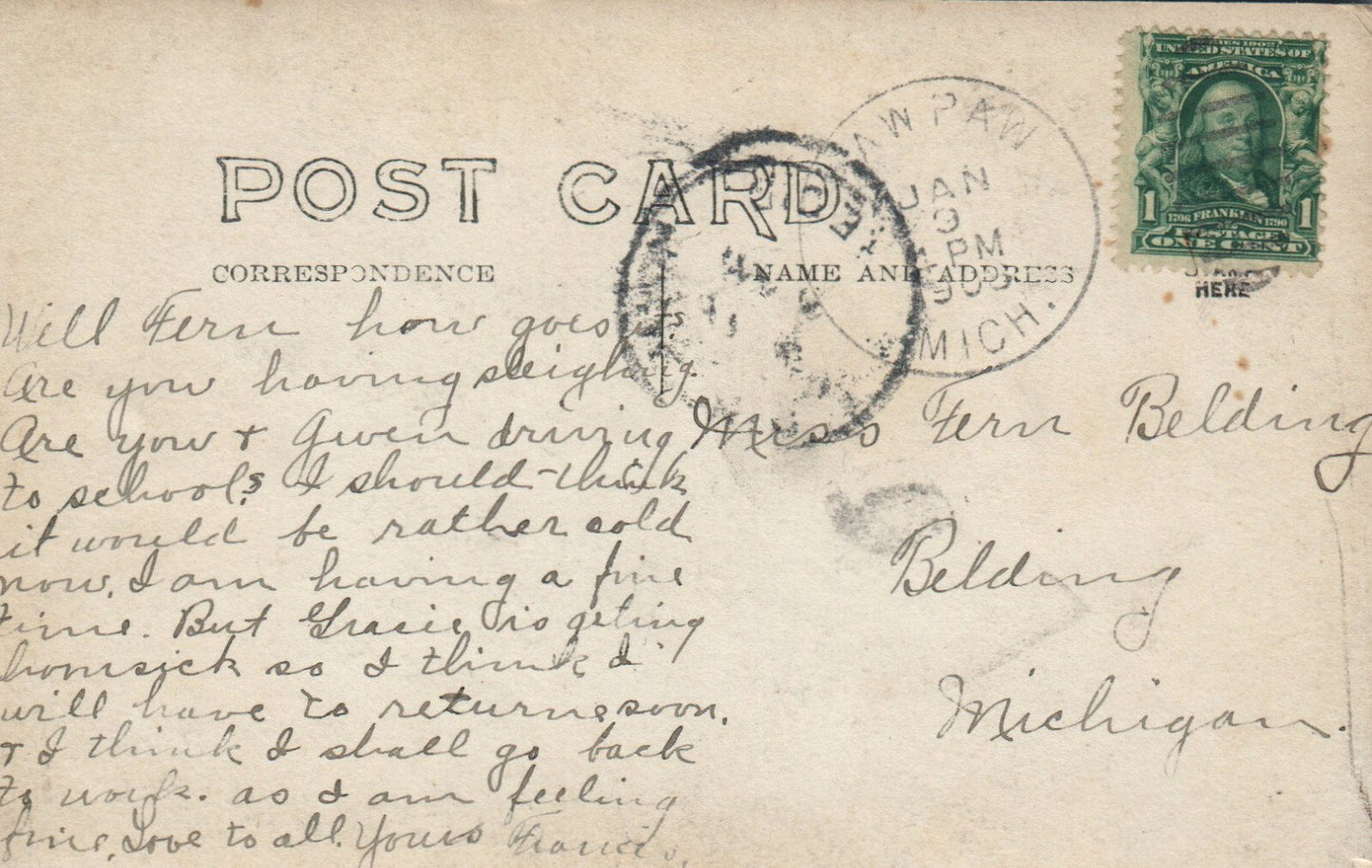190? Birds Eye View Real Photo Freeport Michigan MI Postcard