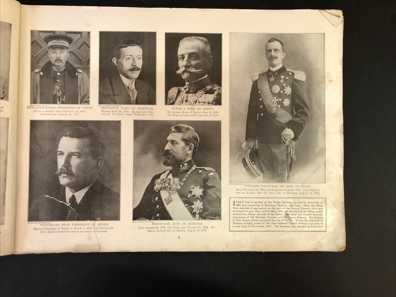 World War I Pictorial Book Oversized - Missing covers and pages 1-4