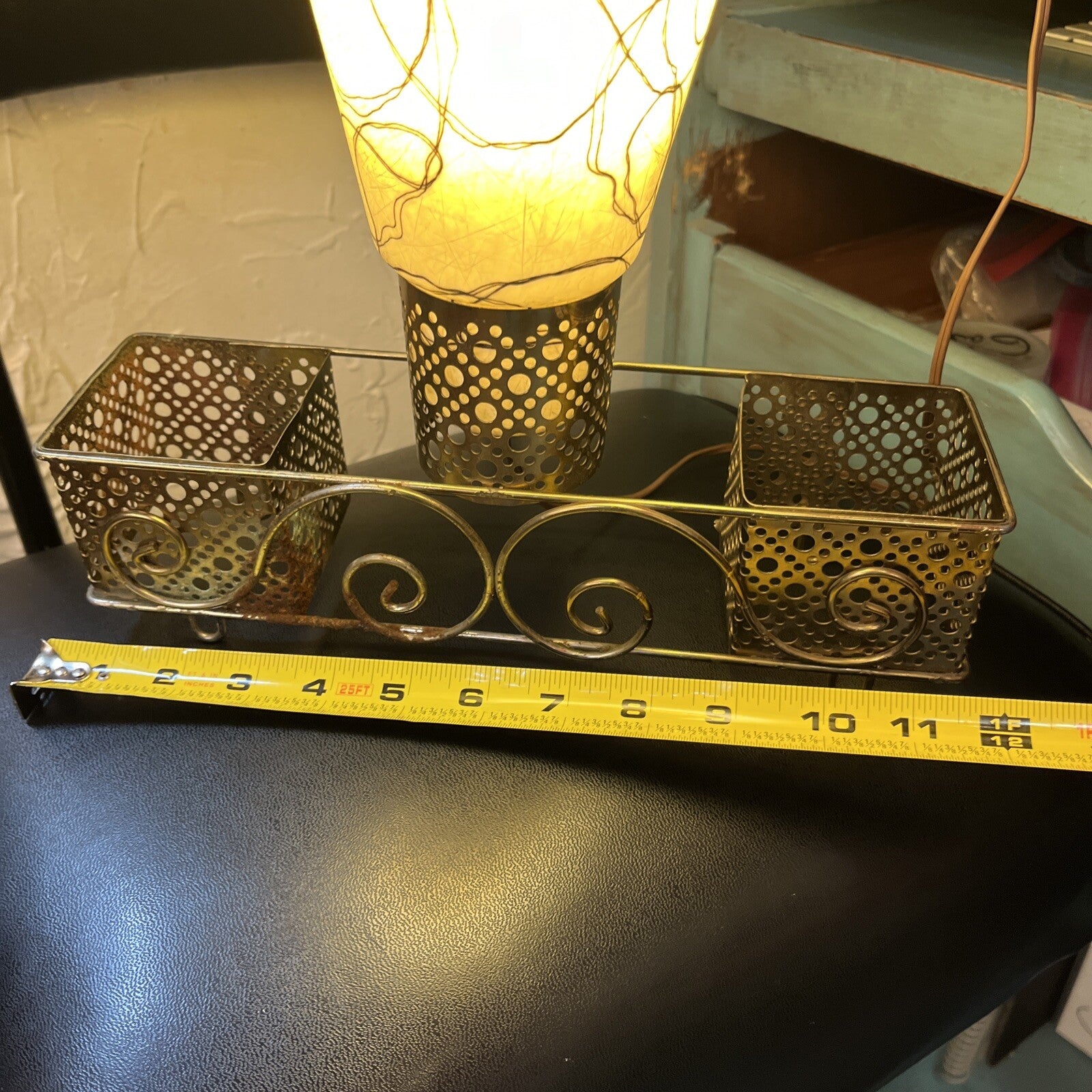 VTG Weinberg Era Atomic Saucer Spaghetti Fiberglass Metal mesh Mcm Lamp Light