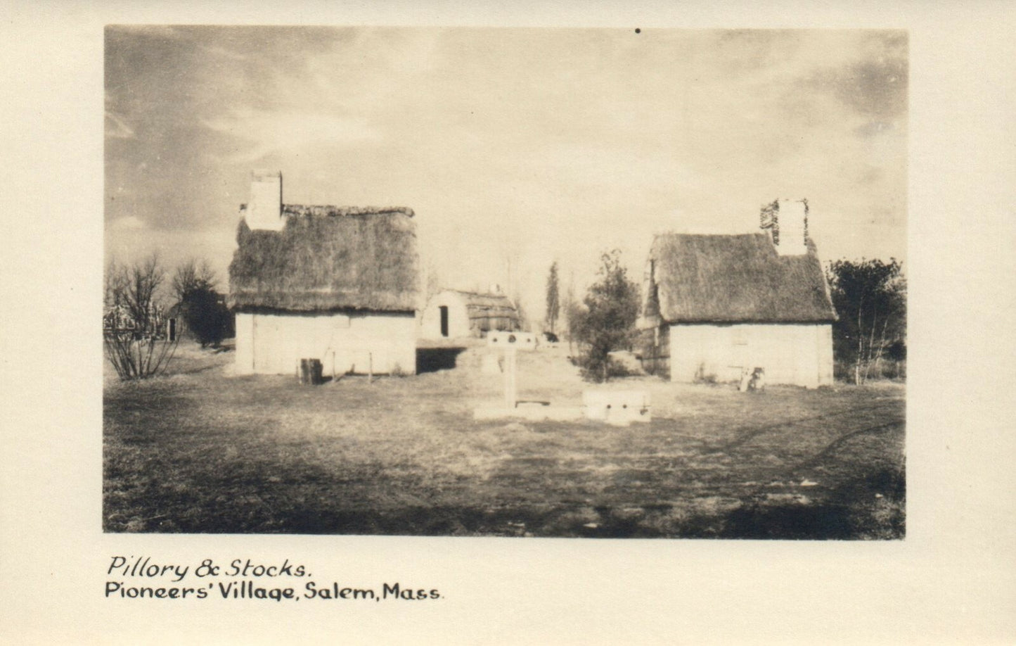 Real Photo Pillory and Stocks Pioneers Village Salem Massachusetts MA Postcard