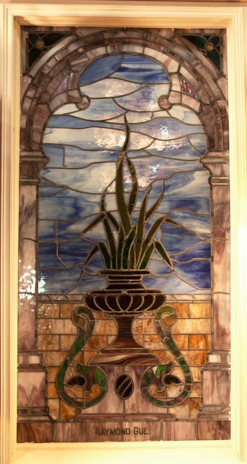 78" x 43" Multi Colored Antique Church Stained Glass Window CW Post Providence