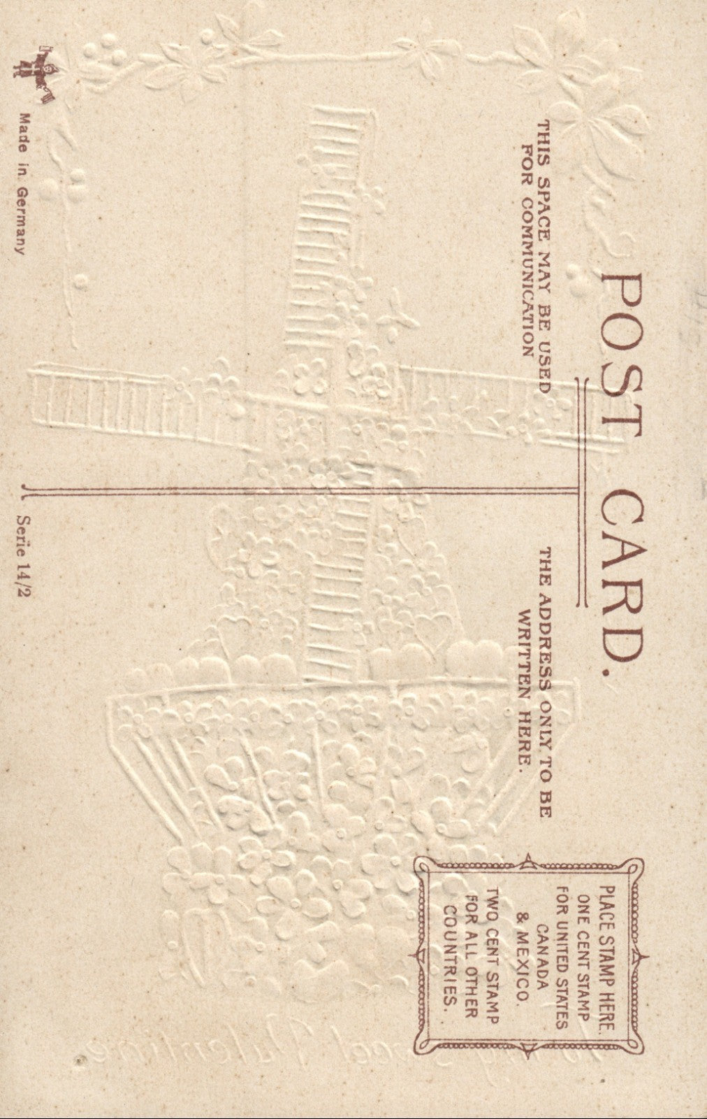 To My Sweet Valentine Colorful Flower Windmill Embossed Valentine Postcard 14/2