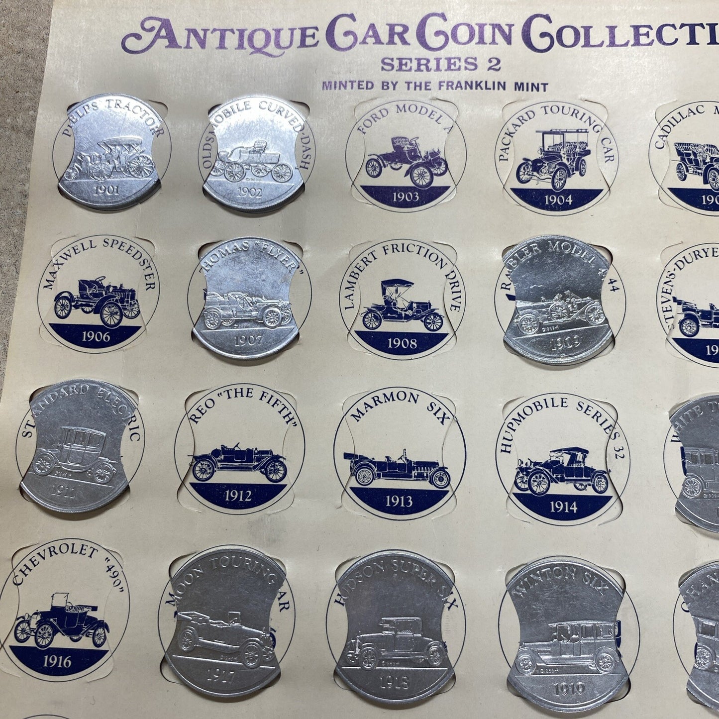 Vintage Series 2 Cars Lot Sunoco Oil Commemorative Token Landmarks America Line