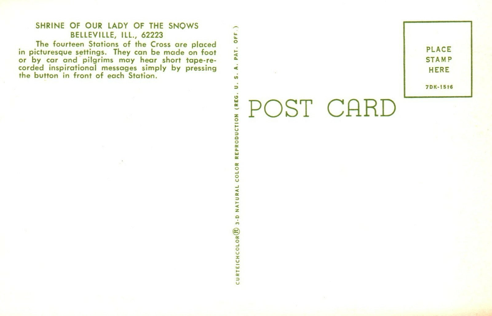 Way Of The Cross Shrine Of Our Lady Of The Snow Chicago Illinois IL Postcard