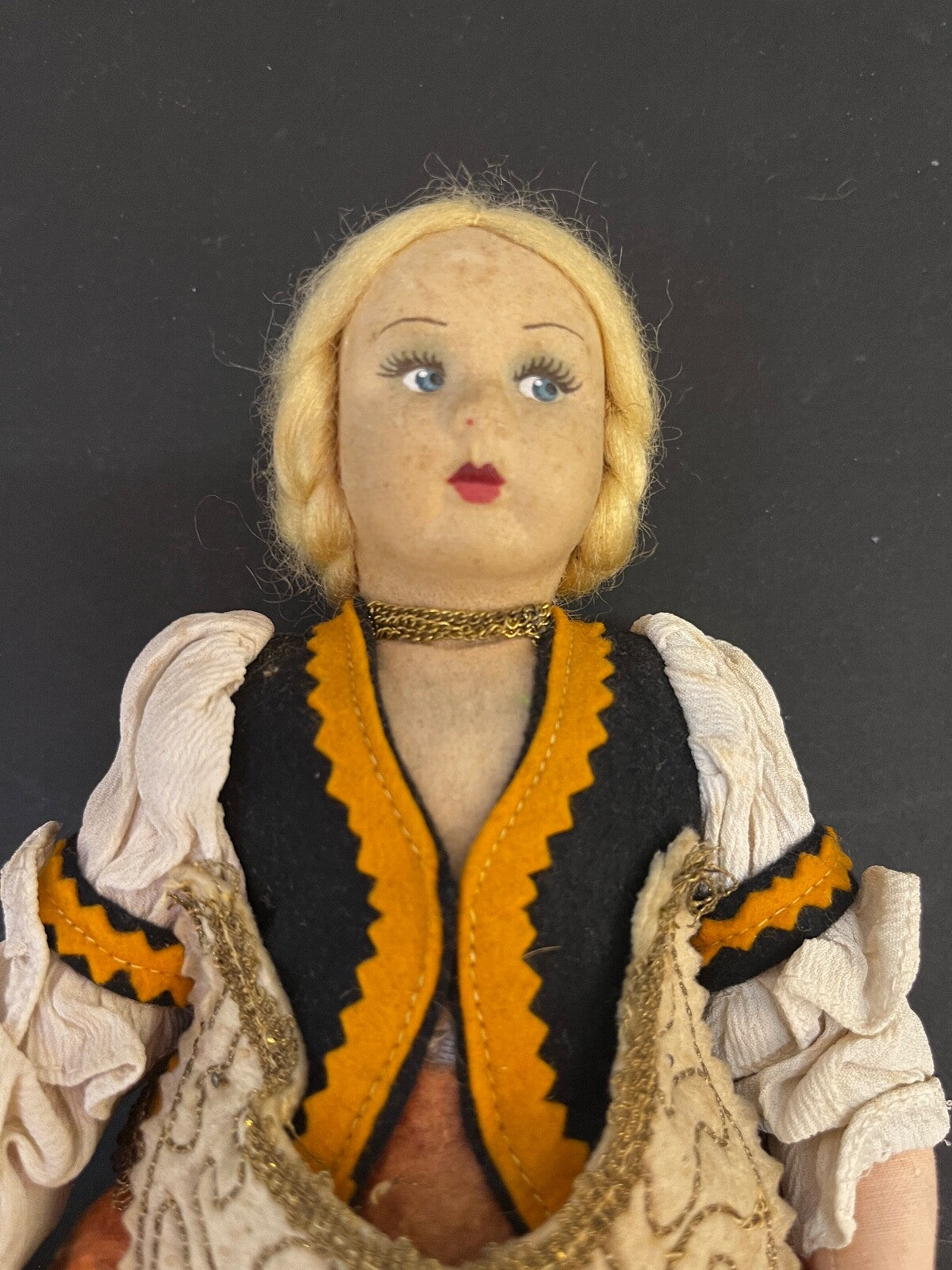 Vintage Folkloric Felted Cloth Doll