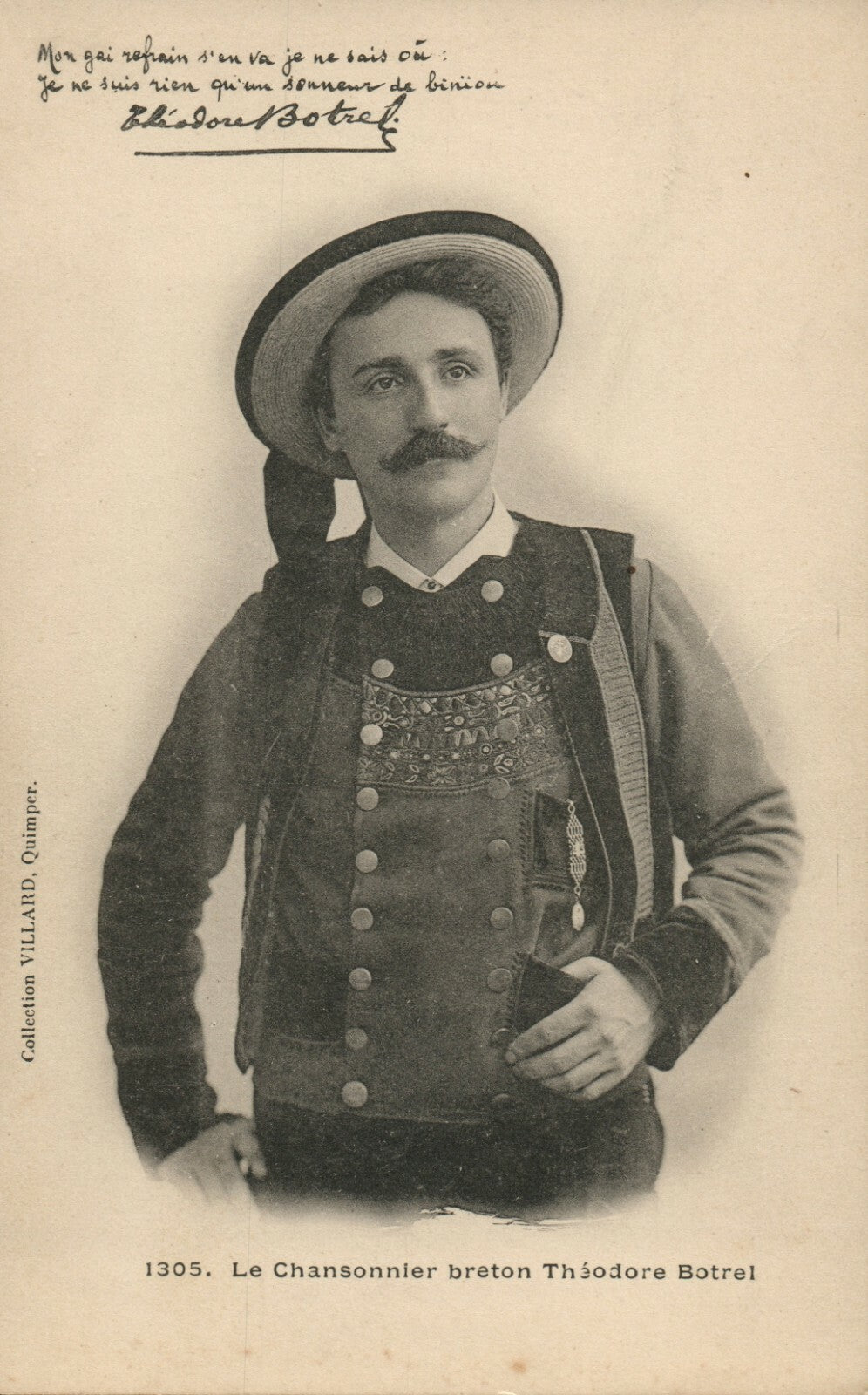 1305 Le Chansonnier Breton Theodore Botrel French France Folklore Postcard