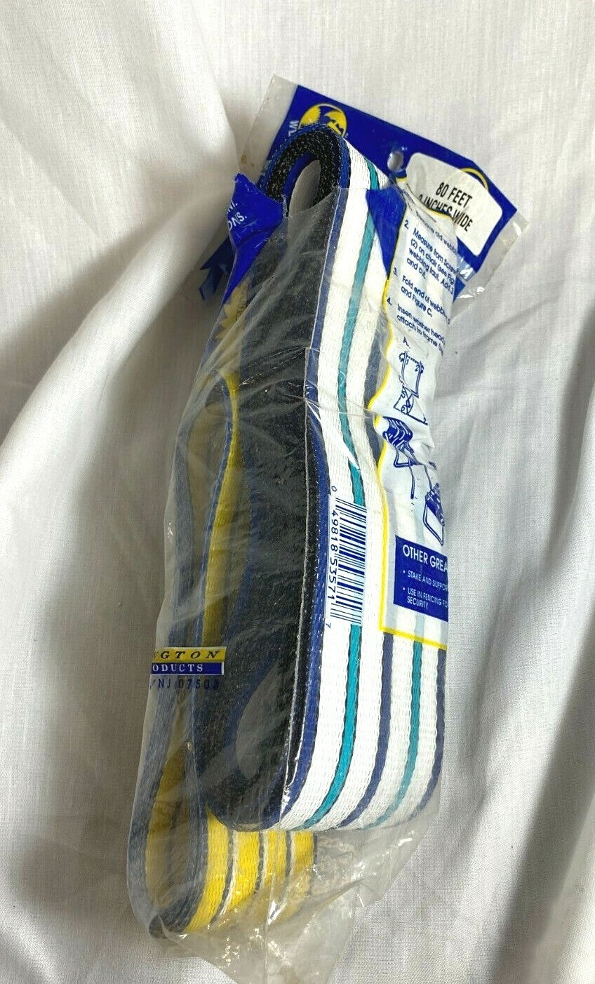 Vintage Set of 2 Striped Wellington Re Web Webbing Polypropylene Lawn Chair Kit