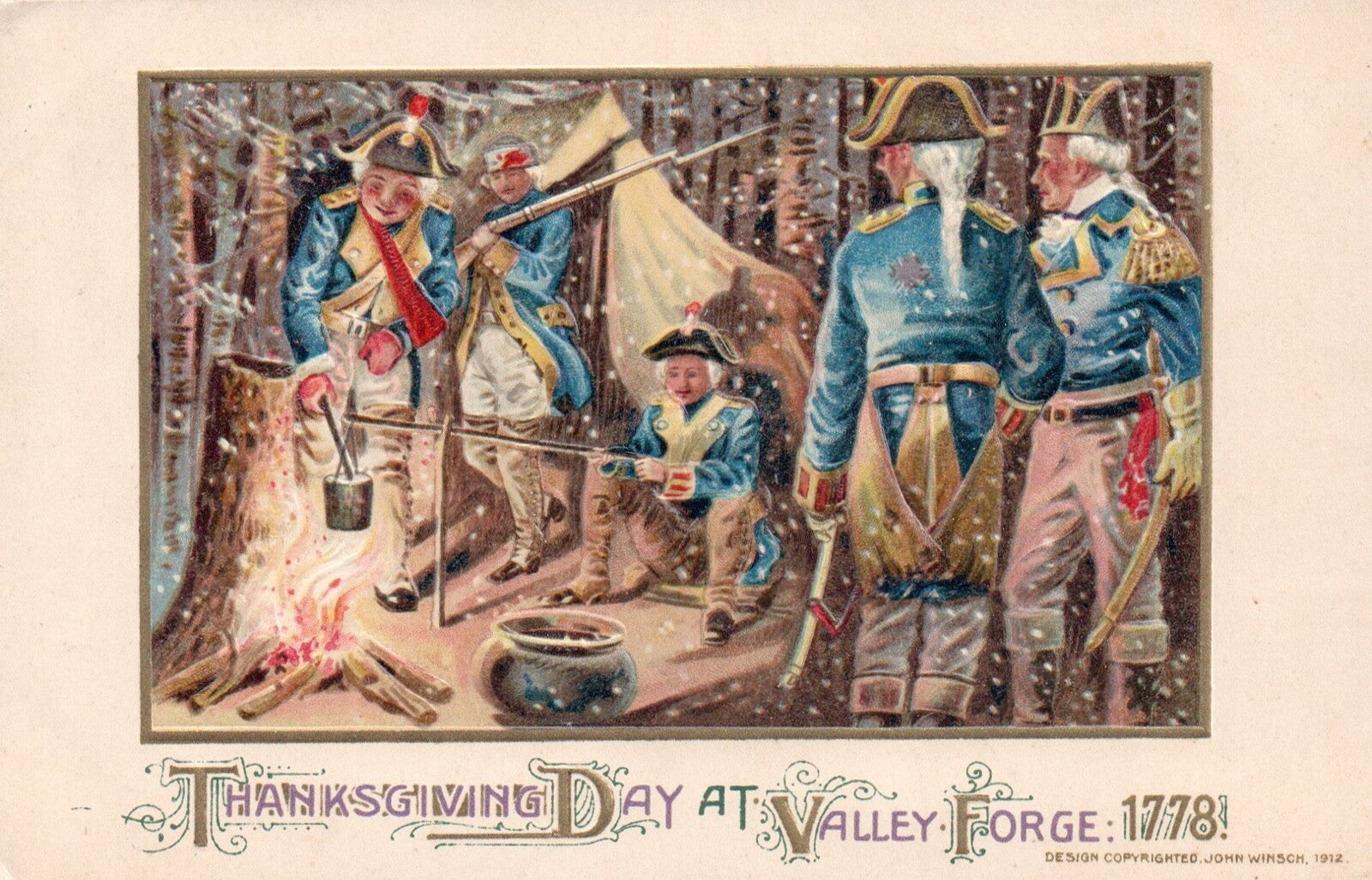 Winsch Valley Forge 1778 Thanksgiving Day Vintage Thanksgiving Postcard