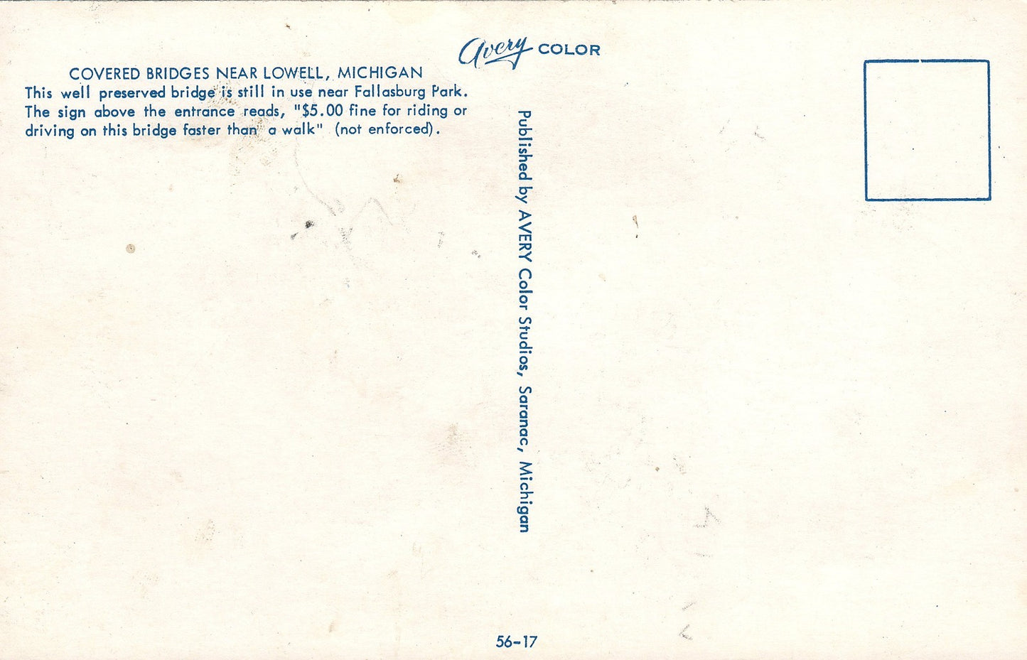 Fall View Covered Bridge Fallasburg Park Lowell Michigan MI Postcard