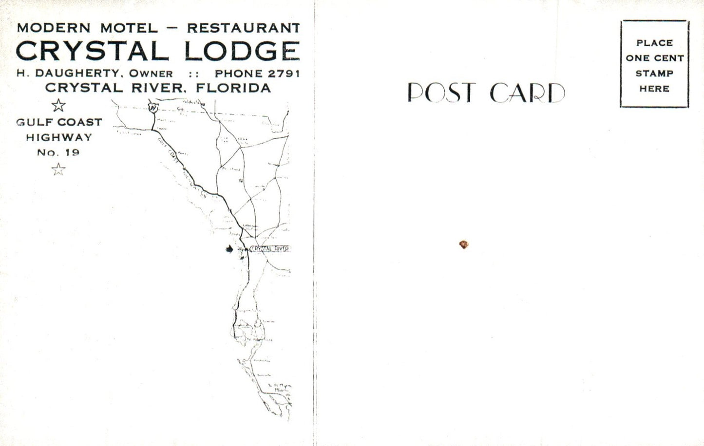 Modern Motel Crystal Lodge in Crystal River Florida Fl Vintage Postcard