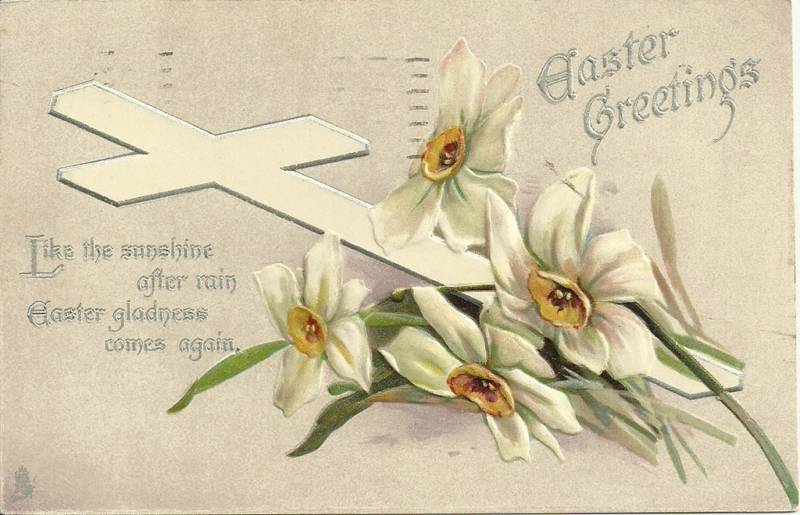 Tuck White Lily Easter Postcard Series 1728