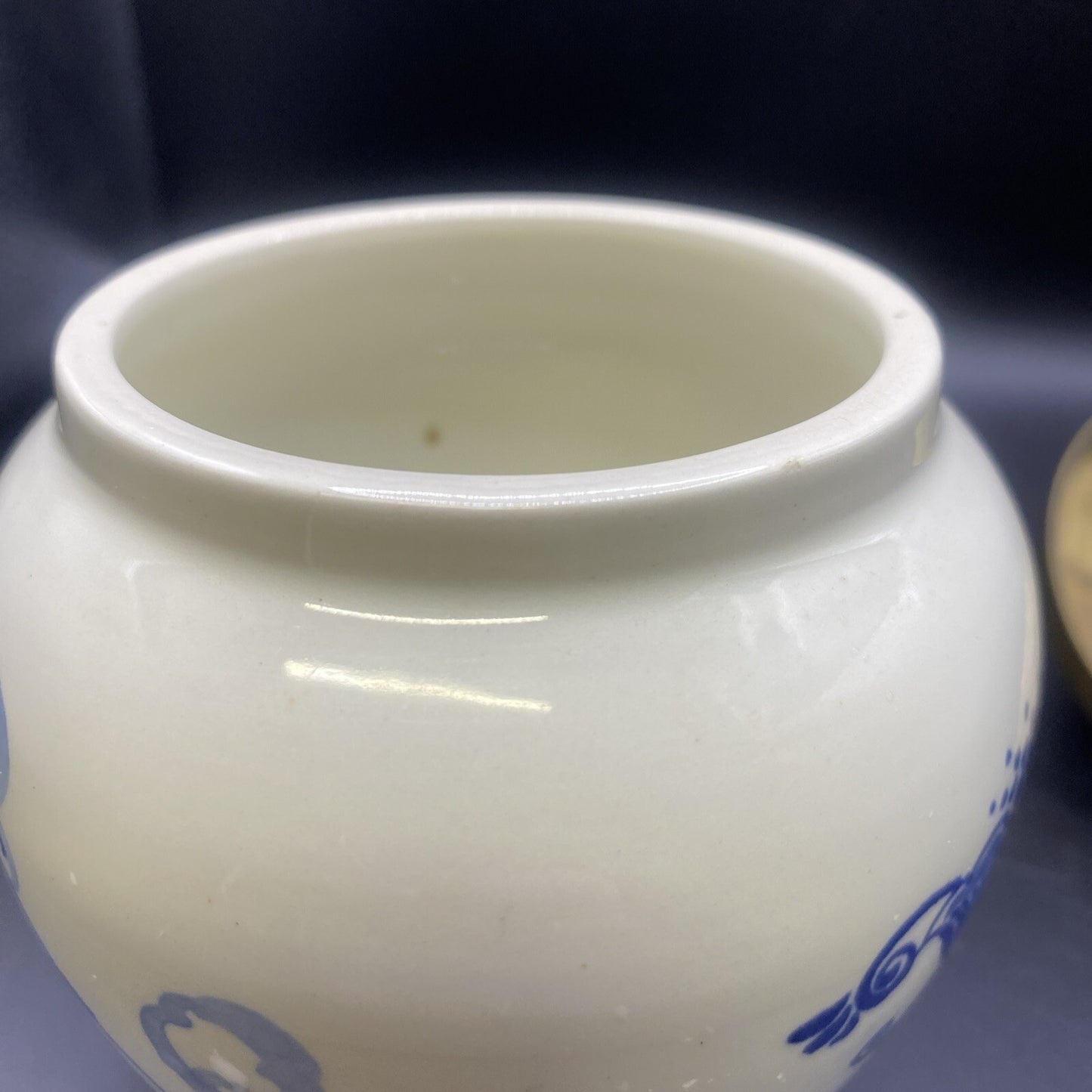 1900's ANTIQUE Little 5.25" Dutch Delft Tobacco Jar GOEDEWAAGEN DELFTWARE LID