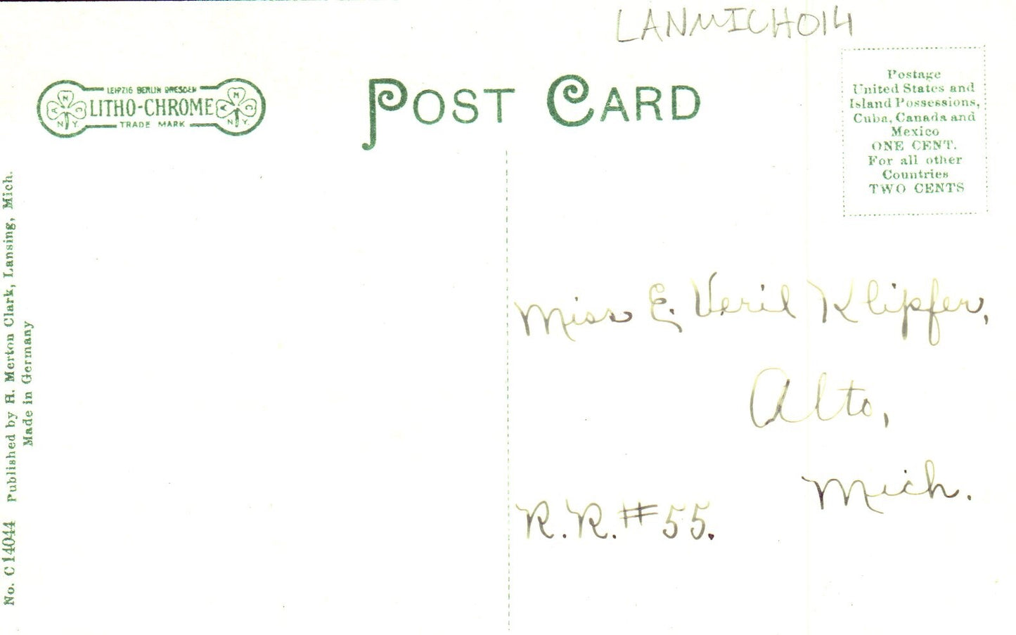 High School and Carnegie Library Lansing MI Michigan Mich Postcard