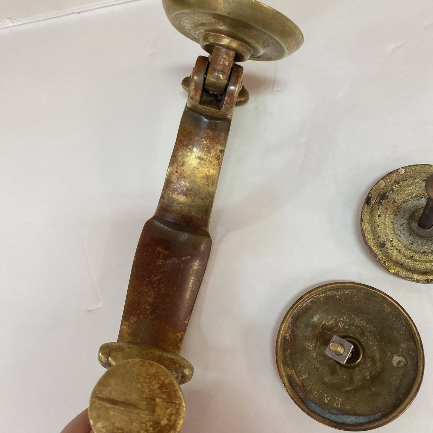 3 PC Vintage Sold Brass Harvin Door Knocker 8.5" TALL with Patina