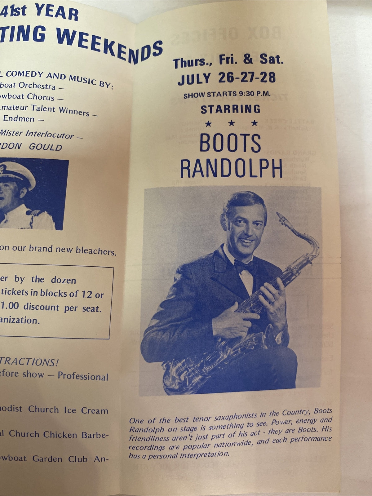 1973 41st Year Boots Randolph Lowell Showboat Mi Michigan brochure