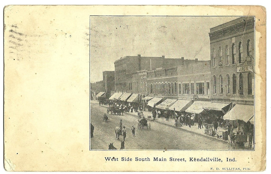 West Side South Main Street Kendallville IN Indiana Postcard