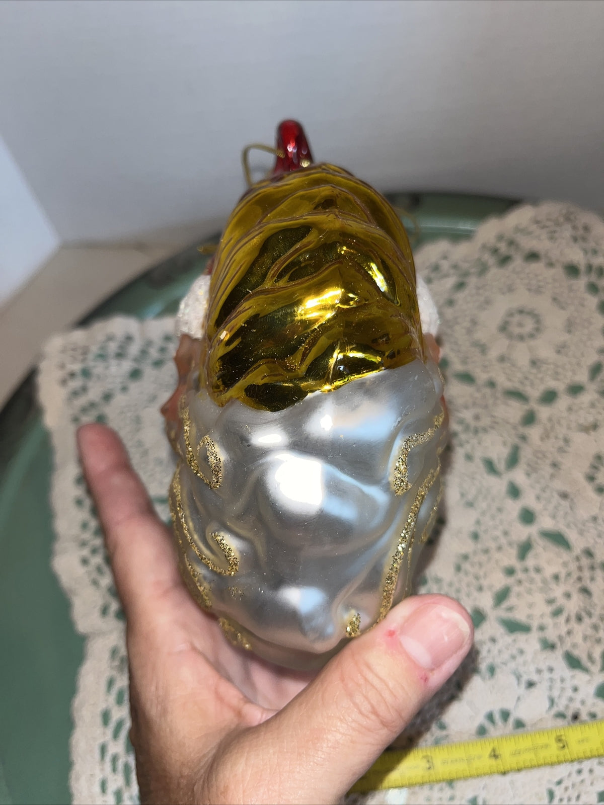 Vintage Santa Double Sided, Mercury Glass Christmas Ornament