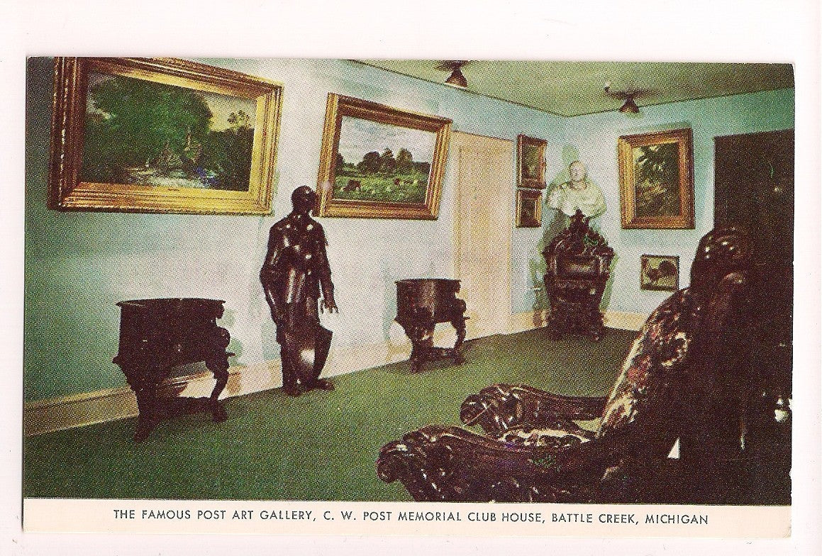 C W Post memorial Club House Battle Creek MI Michigan Mich Postcard