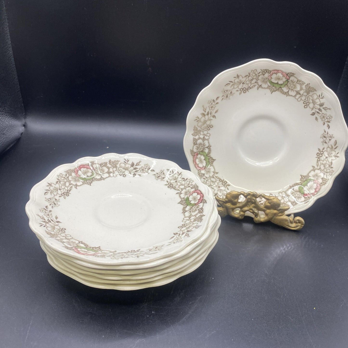8 Saucers  English Staffordshire J & G Meakin Stratford-On-Avon 5.25"