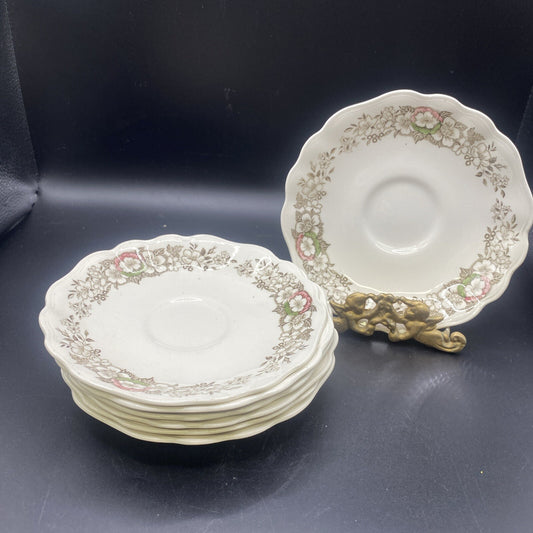 8 Saucers  English Staffordshire J & G Meakin Stratford-On-Avon 5.25"