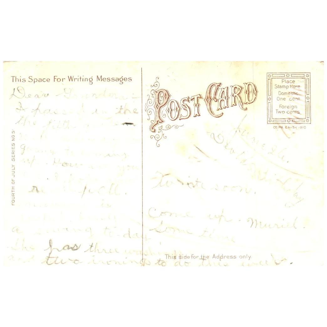 Wishing You a Glorious 4th of July Little Boy Cautiously Lighting Firework Postc