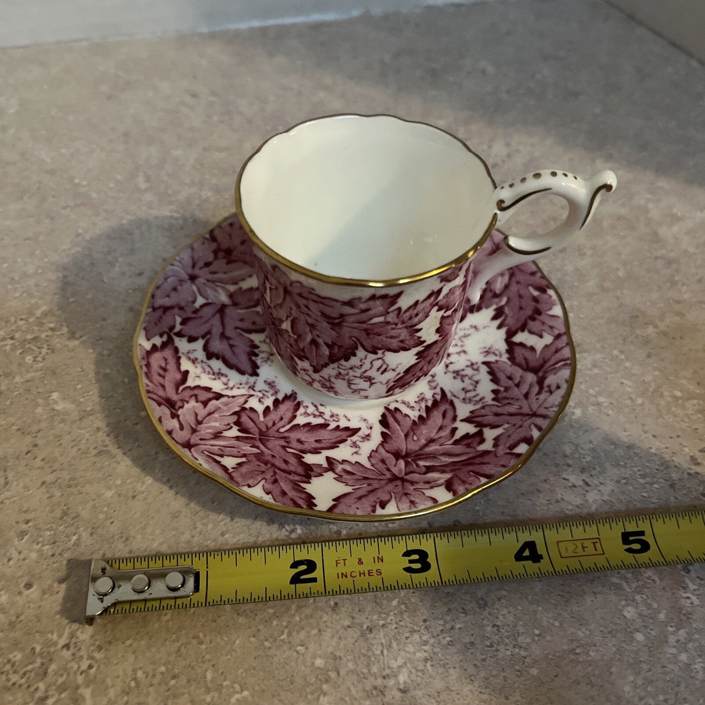 Red Leaf Demitasse Cup & Saucer Bone China, Coalport England