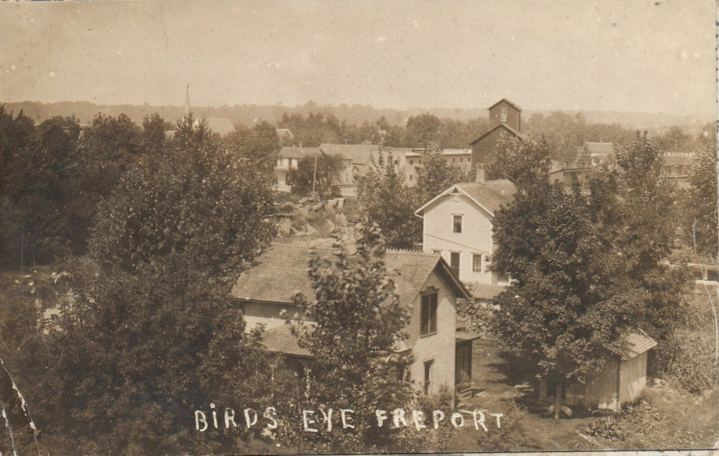 190? Birds Eye View Real Photo Freeport Michigan MI Postcard