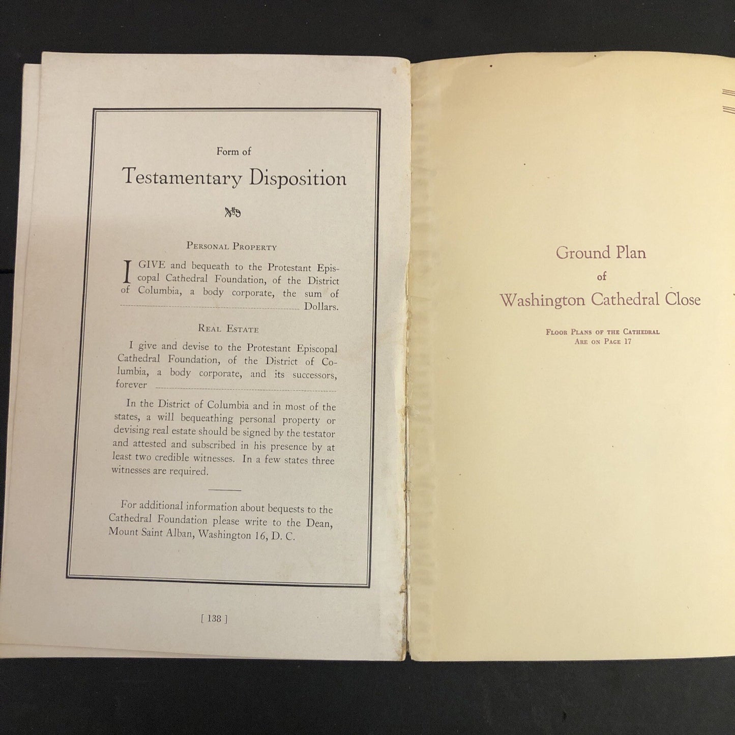 1947 Guide to Washington Cathedral Booklet Brochure St. Peter St. Paul