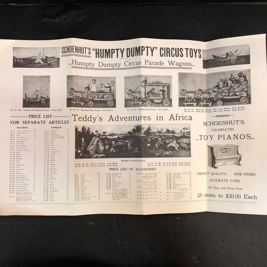 Schoenhut's "Humpty Dumpty" Circus Vintage 1975 Reprint FLYER/ ADVERTISEMENT