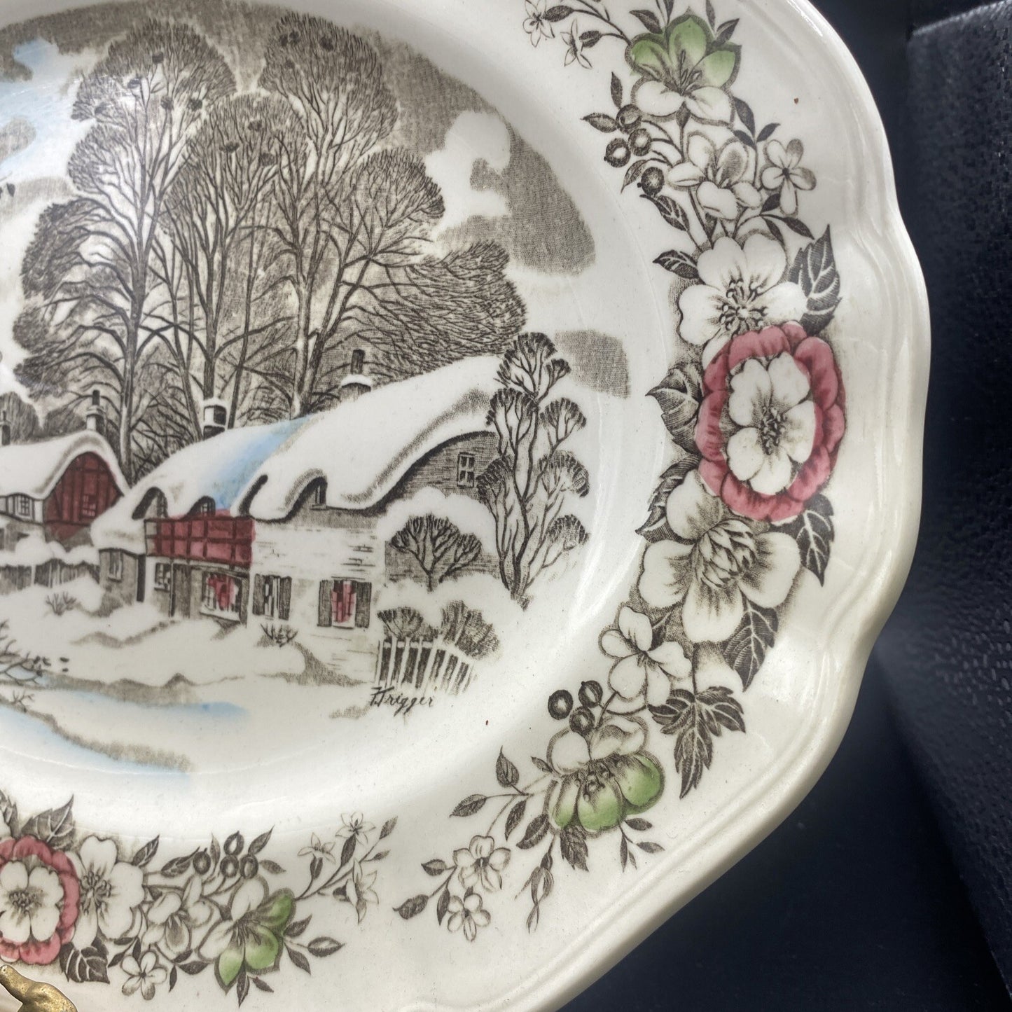 12" English Staffordshire J & G Meakin Stratford-On-Avon Oval Serving Platter