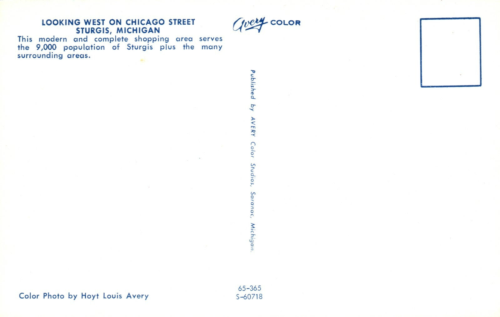 West on Chicago Street Sturgis Michigan Mich MI Postcard