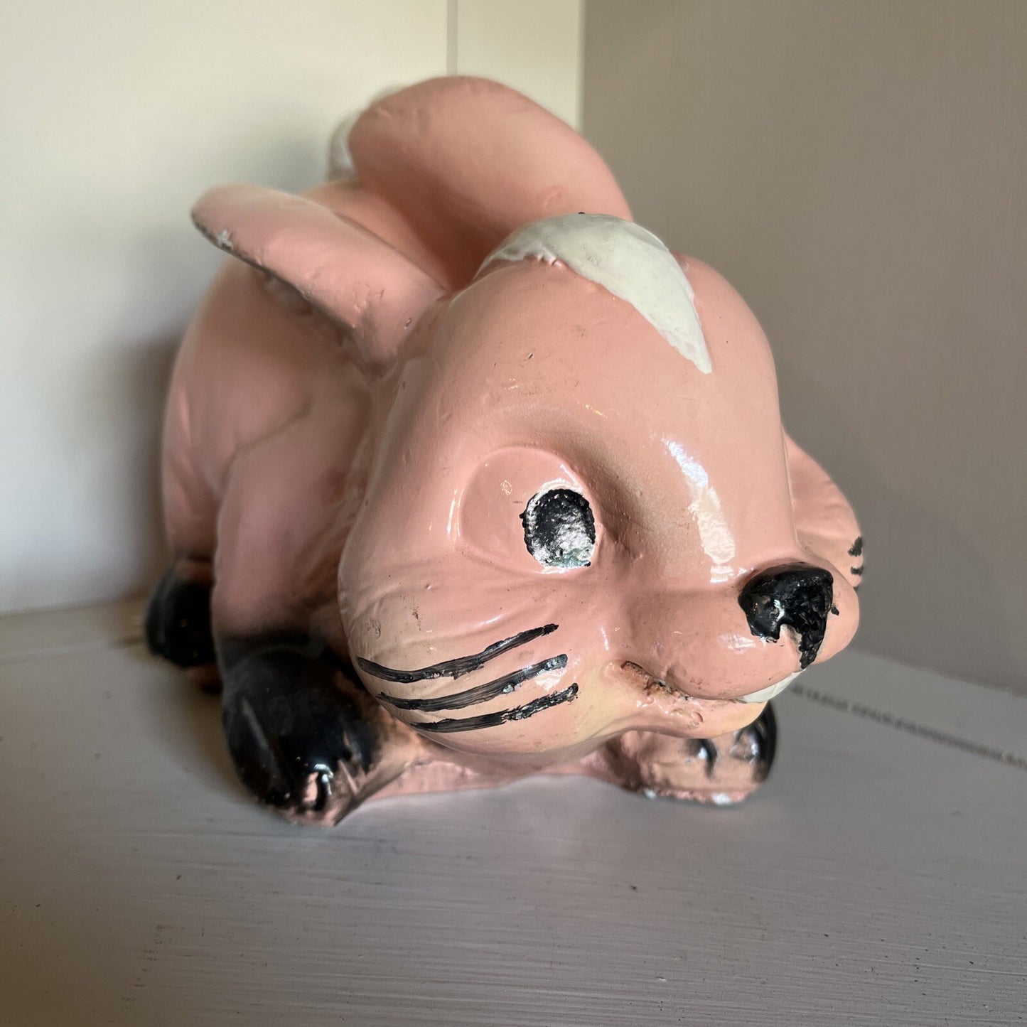 VTG CHALKWARE PINK Easter BUNNY/Rabbitt BANK/CARNIVAL PRIZE