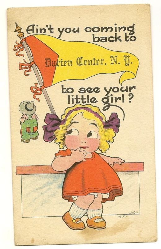 Darien Center NY New York Artist Signed Witt Girl Postcard