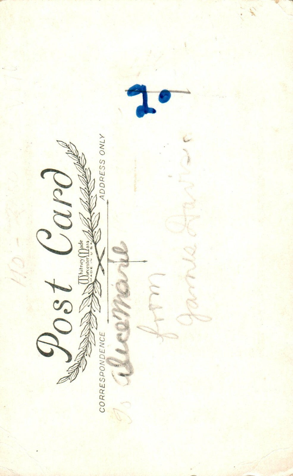 Whitney To The Most Bashful Girl Blue Dress Yellow Hat Valentines Postcard