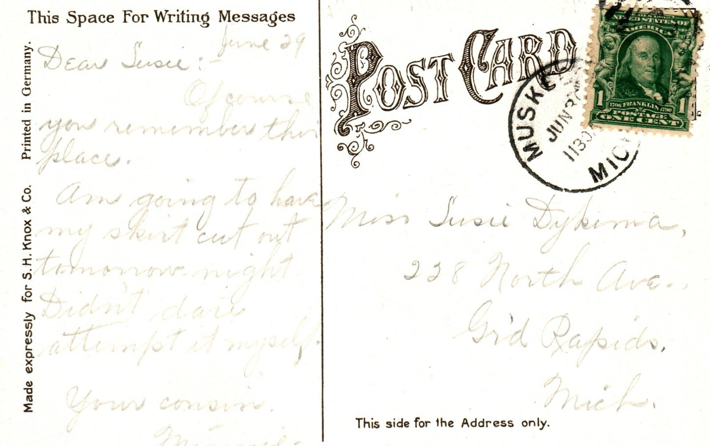 Lake Michigan Park Muskegon MI Michigan Mich Postcard