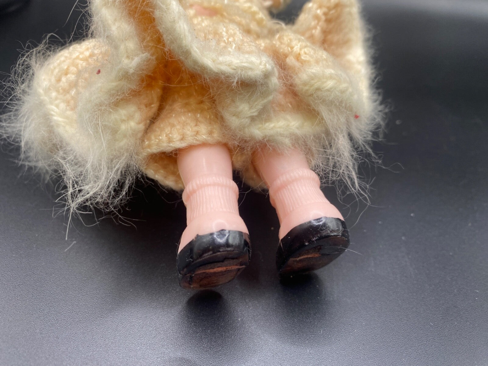 6" Vintage Knickerbocher plastic DOLL Blonde with knitted outfit Glendale CA