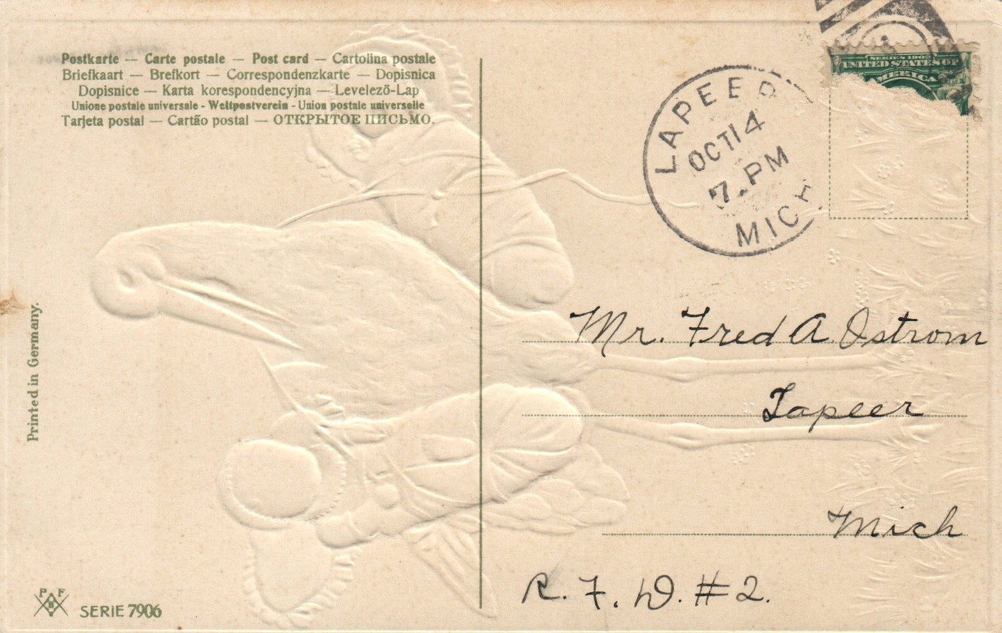 Hearty Congratulations New Born Twins Boy & Girl with Stork Children Postcard