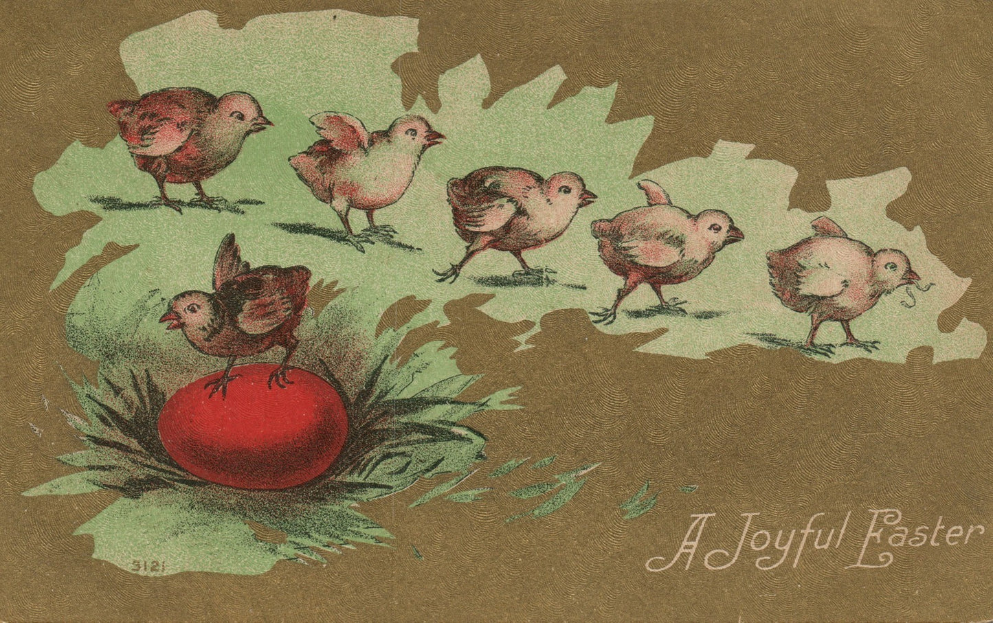 Easter Chick Parade Worm Postcard