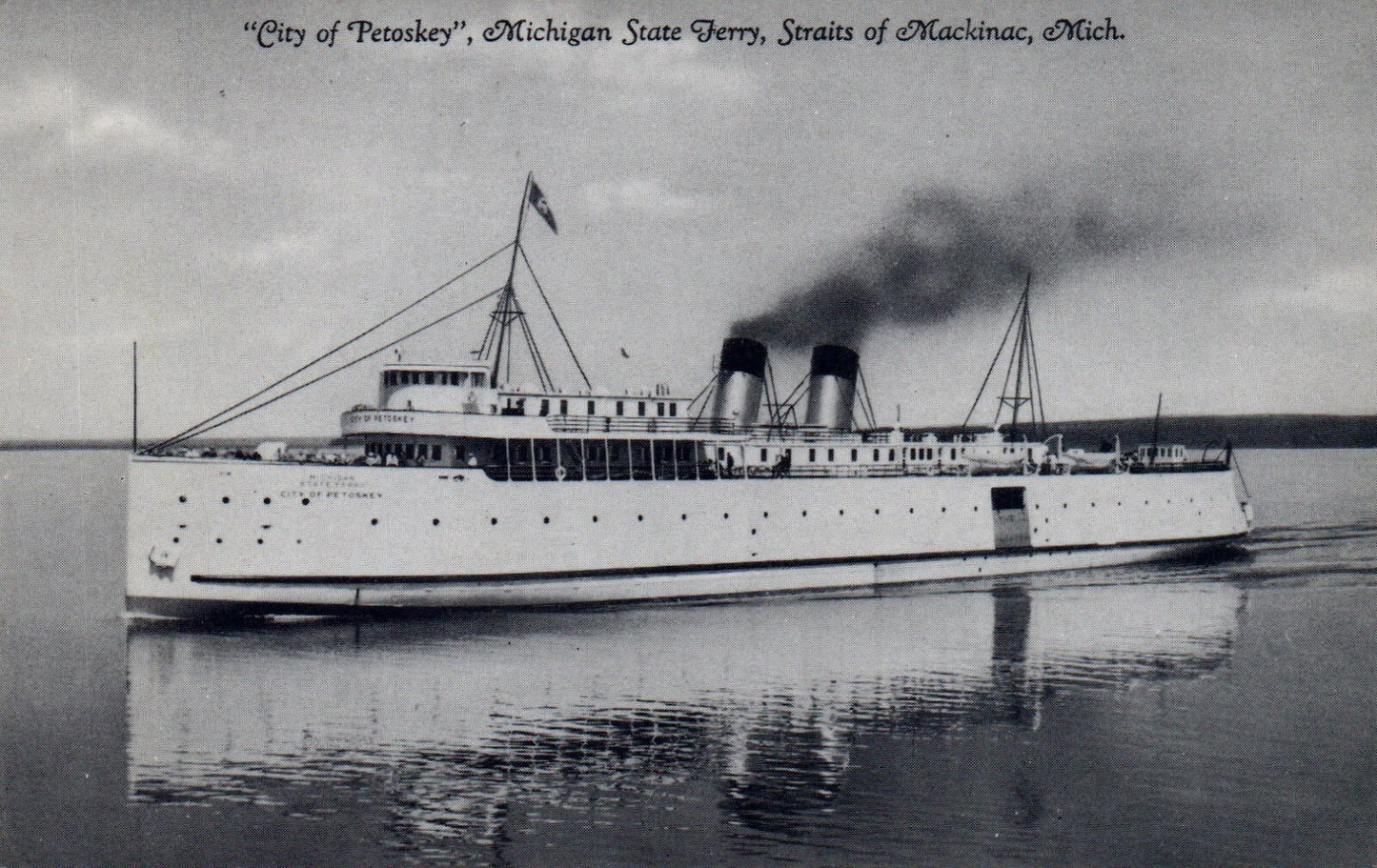"City of Petoskey" Ferry Straits of Mackinac MI Michigan Ships Postcard
