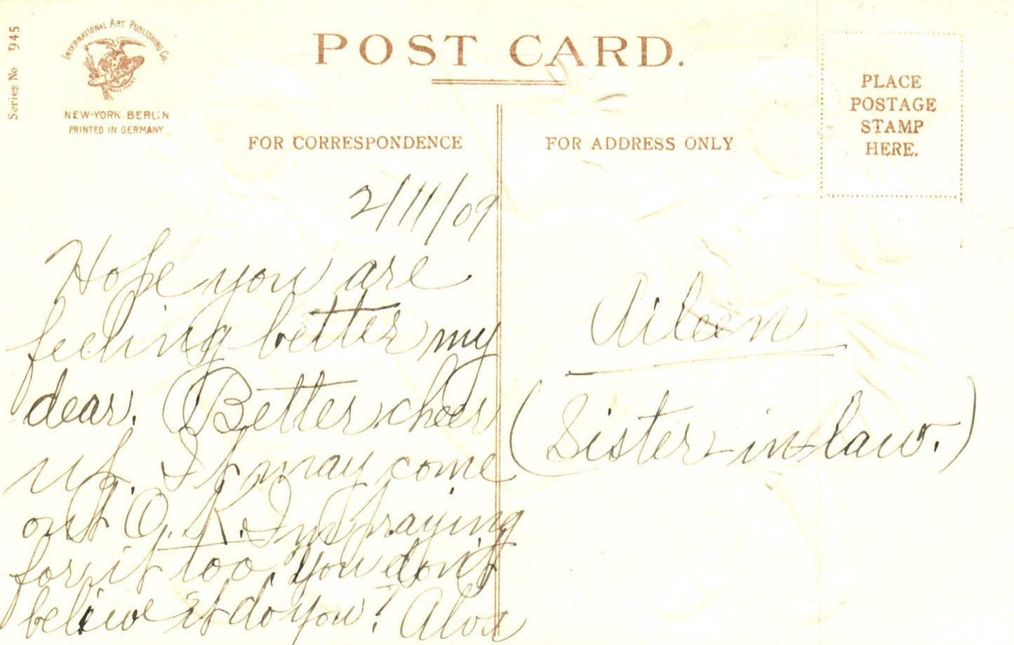 1909 Ellen Clapsaddle Valentine Postcard twins Hearts