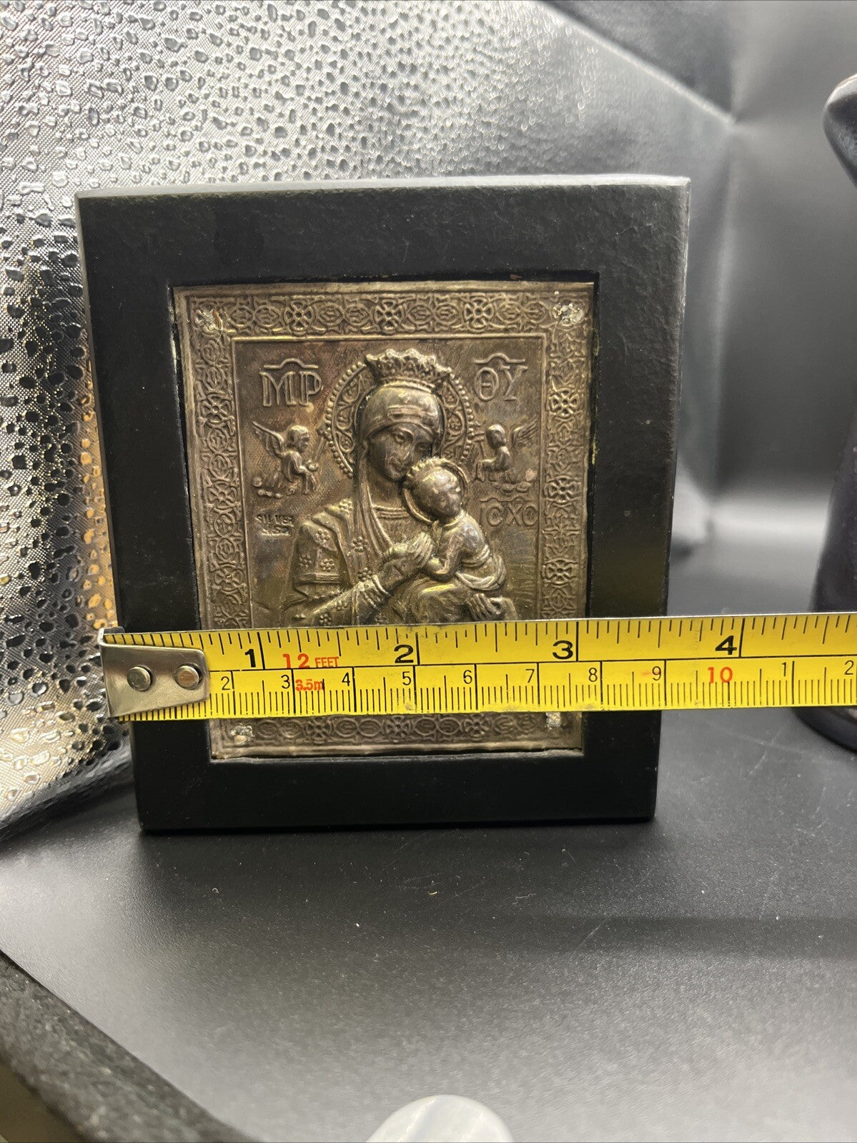 Bysantine Art Replica Madonna and Child Holy Image In 950 Fine Pure Silver