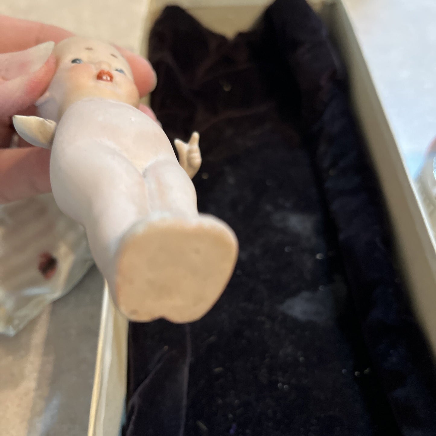 Antique 1920s Child Girl Bisque Dollhouse Doll- All original 4”